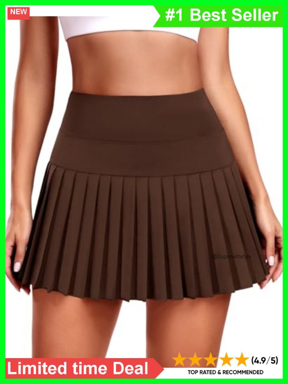 Pleated Tennis Skort with Built-In Shorts High Waist Athletic Skirt Pockets